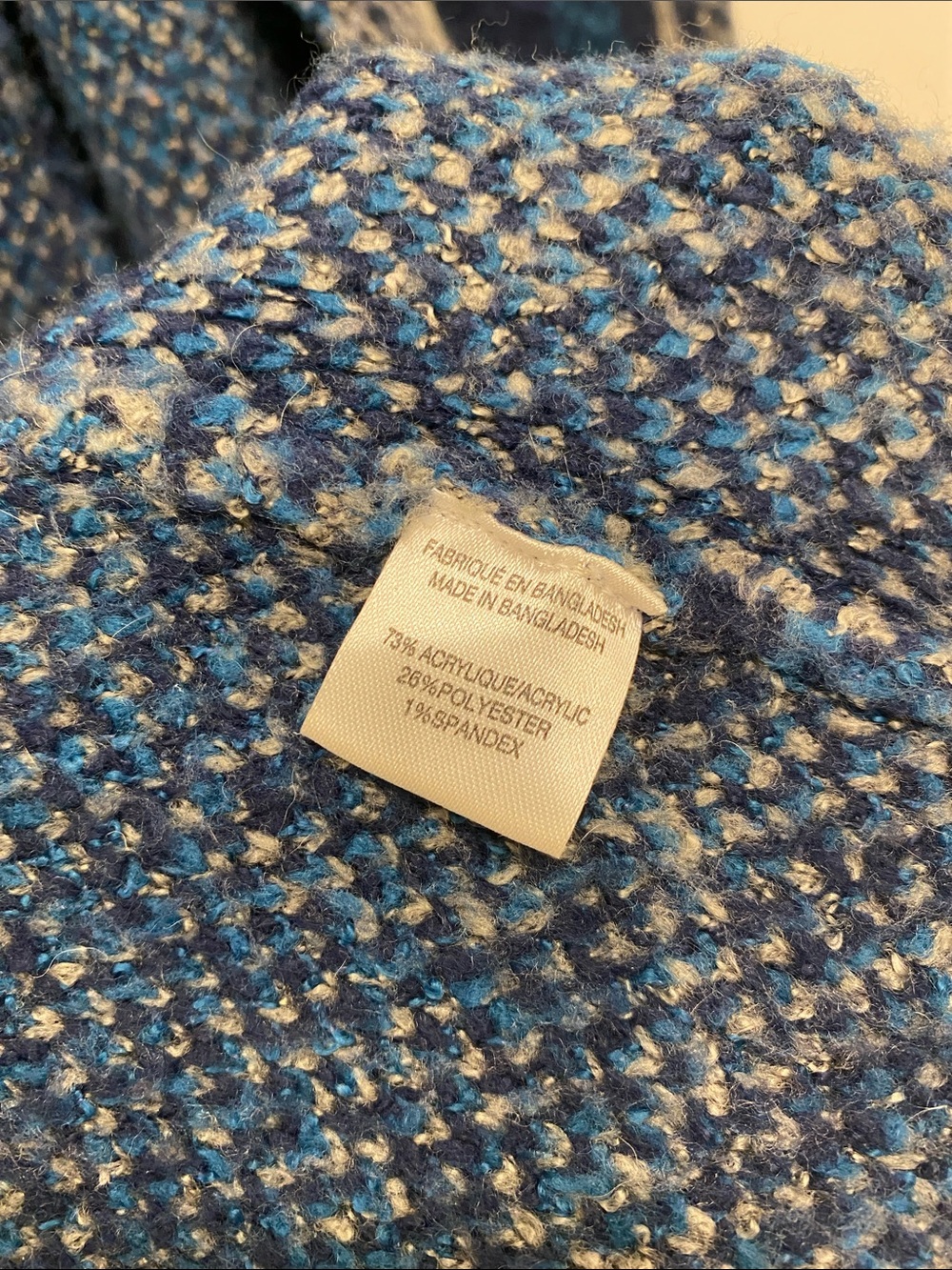 Lily Morgan L Blue Gray Plaid Open Front Coatigan | Oversized Chunky Knit - Picture 5 of 11